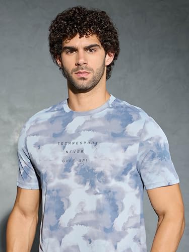 Image of TECHNOSPORT Men's Regular Fit Half Sleeve Crew Neck T-Shirt, TECHNOCOOL+ Quick Dry Moisture Wicking Stretchable Sports Gym and Casual Wear