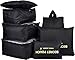 7Pcs Waterproof Travel Storage Bags Clothes Packing Cube Luggage Organizer Pouch(Black)