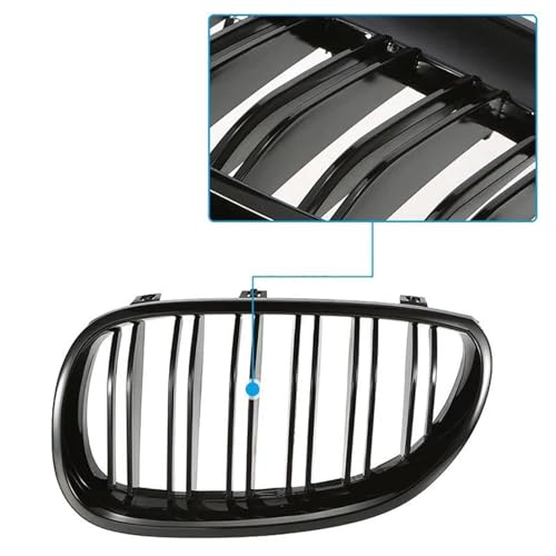 Calandres avant BMW E60 E61 avec finition double pont noir brillant look M5