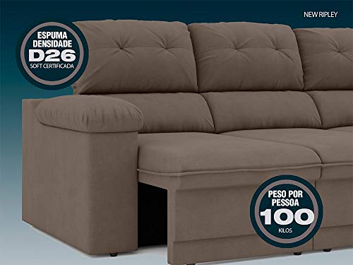 Sofá New Ripley Retrátil e Reclinável Velosuede Bege