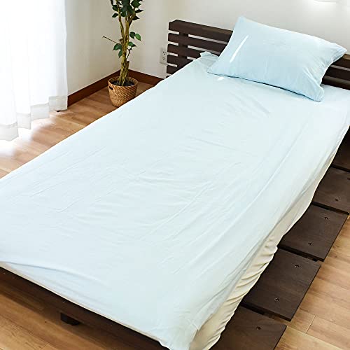 布団カバー 【贅沢2重ガーゼ。ワンランク上のフラットシーツ】 国産 フラットシーツ 和晒し 2重ガーゼ シングルロング 150×250cm 取り付け簡単 日本製 和晒 カバー 綿100% ガーゼ 敷き布団カバー 無地 シングル ラムネ スカイブルー
