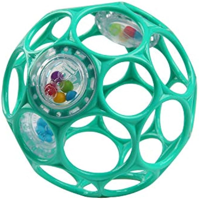 Bright Starts Oball Easy-Grasp Rattle BPA-Free Infant Toy in Teal, Age Newborn and up, 4 Inches