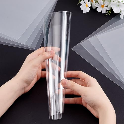 Image of AHANDMAKER 10 Sheets Clear PET Sheet 9.84 x 9.84 Inch Transparent 0.2mm Thin Plastic Sheets Thin Acrylic Panel for Crafts, Picture Frames, Painting, DIY Display
