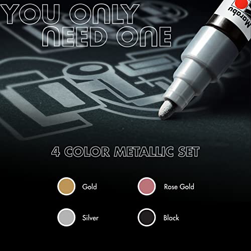 Marabu Yono Metallic Paint Markers - Unleash Your Inner Artist - Transform Any Surface With These 4 Acrylic Paint Markers For Canvas, Rocks, Mugs, Shoes & More #TOP1