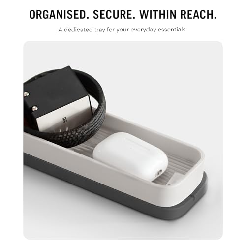 Image of DailyObjects Bar Desk Organizer for Office Desk & Study Table | Premium Aluminium Base Tray with Pen Stand | Phone Stand & Multipurpose Workspace Storage - (Slate)