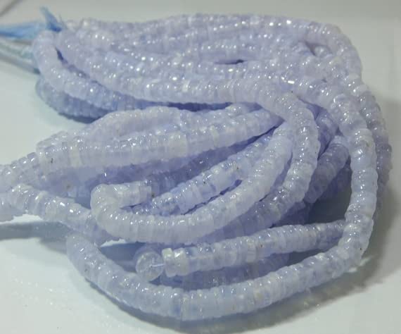 Agate dentelle bleue perles pneu lisse 7x6.5mm de qualité supérieure pour joaillerie