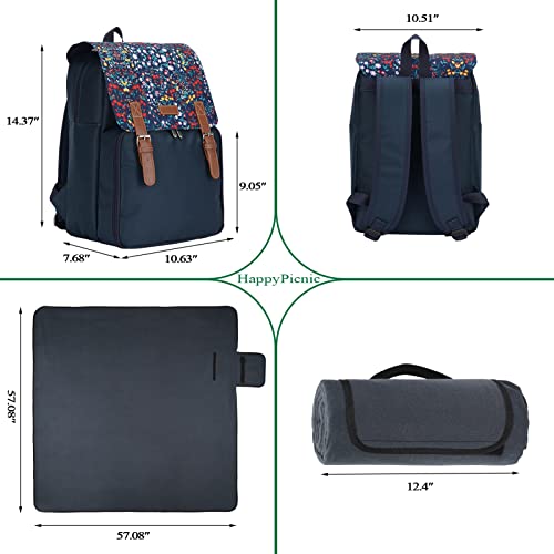 Picnic Backpack For 4 Persons With Cooler Compartment Including Large Picnic Blanket,Portable Picnic Bag With Complete Cutlery Set Perfect For Outdoor, Beach, Party, Gifts, Sports, Hiking, Camping #TOP3