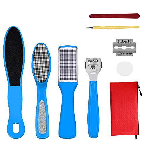 Foot Scrubber Foot File Professional Pedicure Set/Kit Pedicure Tools Foot File Foot Rasp Best Callus Remover for Dry and Wet Feet, Exfoliates, Removes Hard Skin, Surgical Grade Stainless Ste (9 in 1)