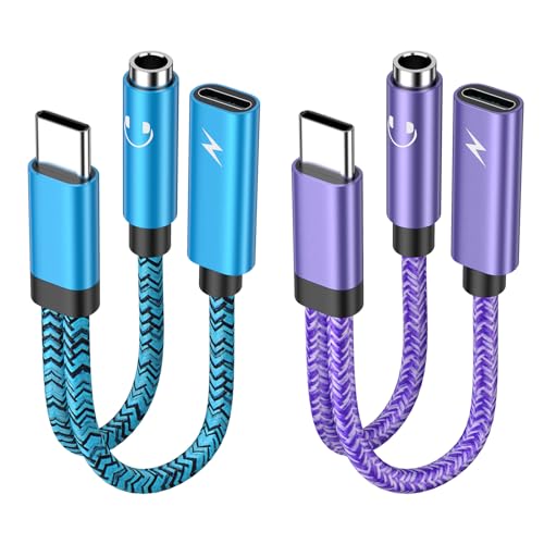 Samsung Galaxy S25 Ultra USB C to 3.5mm Audio Adapter USB C Headphone Jack Adapter Fast Charging for Samsung Galaxy S25 FE S25 Plus A16 5G A17 A36 A26 S24 Ultra S24FE S23FE S22, with 20W Dongle Cable