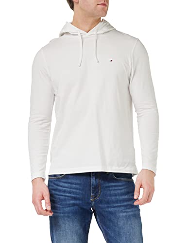 Tommy Hilfiger Herren Langarmshirt mit Kapuze , Weiß (White), L