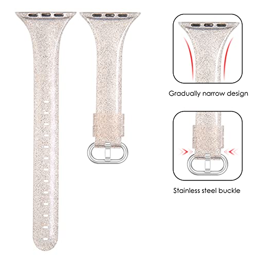 Swees Compatible With Apple Watch Bands 41Mm 38Mm 40Mm 42Mm 44Mm 45Mm 49Mm, Shiny Glitter Silicone Soft Slim Small Sport Replacement Strap Compatible For Iwatch Ultra Series 8 7 6 5 4 3 2 1 Se Women #TOP2