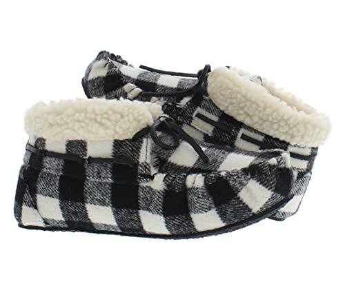 Chaussons mocassins écossais noir et blanc taille 6
