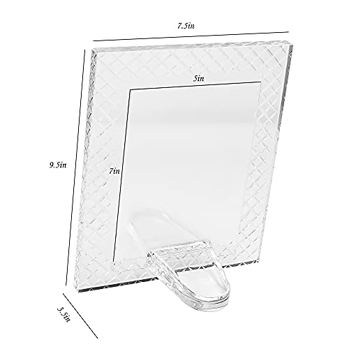 Kitcom 5X7Inch Crystal Wedding Frame Of Keepsake Photo Frames, Crystal Picture Frames With Embossed Design, Tabletop Display Decor Frame(Fit 5X7 Max Photos), Clear With Gift Box #TOP1