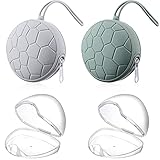Nuanchu 4 Pieces Pacifier Holder Case Set Includes Silicone Pacifier Holder Cover and Transparent Pacifier Storage Box Container Pacifier Pouch Bag, Easy to Clean (Gray, Army Green)