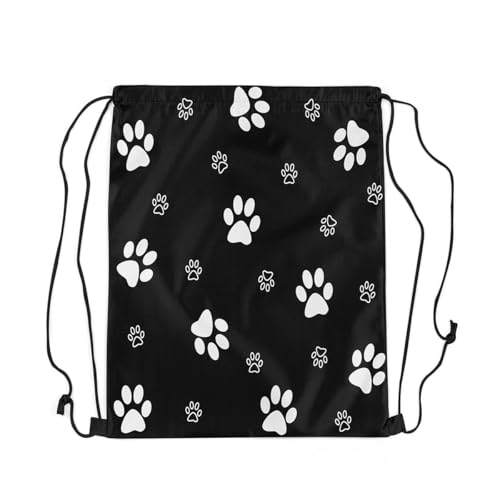 Feelyou Black Dog Paw Drawstring Backpack 13