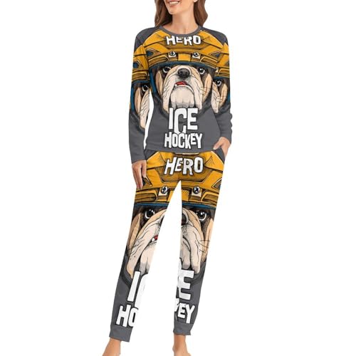 Ensemble de pyjama femme hockey bulldog idéal pour vos soirées cocooning à la maison