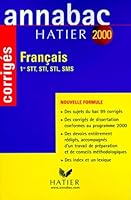 Annabac, corrigés 2000 - français STT 2218728982 Book Cover