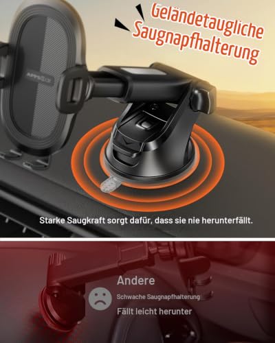APPS2Car Handyhalterung Auto, 360° Saugnapf Windschutzscheibe & Armaturenbrett Handy Halter für Auto… – Ansicht 3