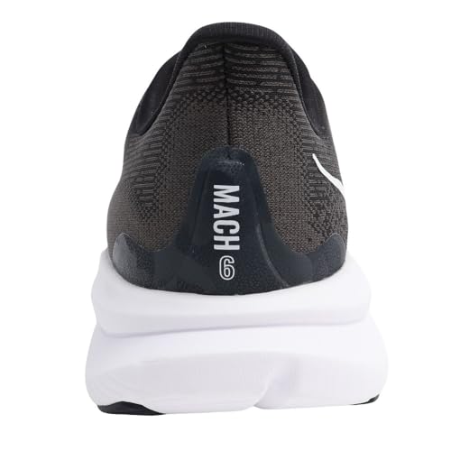 Hoka Men's Mach 6 Sneaker, Black/White, 9.5