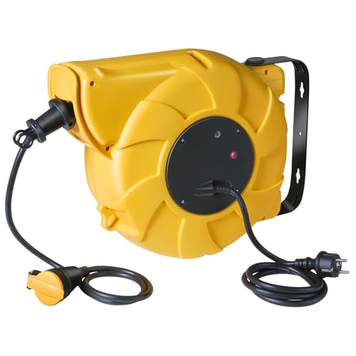 Brennenstuhl Enrouleur de câble automatique Box Electric ABE 20 / Enrouleur électrique automatique (prolongateur avec clapet, orientable, voyant,...