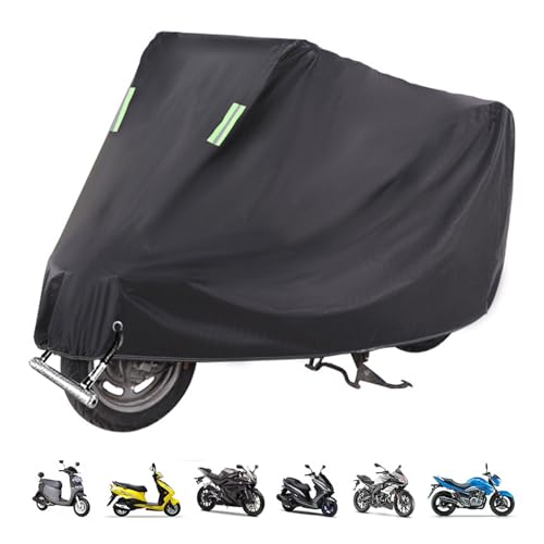 Motorradabdeckung Wasserdicht, Motorradplane Fahrrad Motorrad Garage Plane Indoor, UV-Beständiges Abdeckung für Motor Moped Roller Motorroller, Motorradplane mit Verschlusslöchern 255 * 90 * 125cm