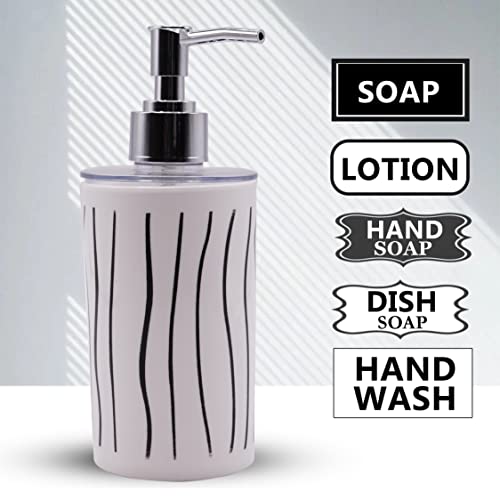Image of SHENRON Bathroom Accessories Set for Utility and Bathroom Decor | Liquid Soap Dispenser and Toothbrush Holder Combo Colour- White with Line