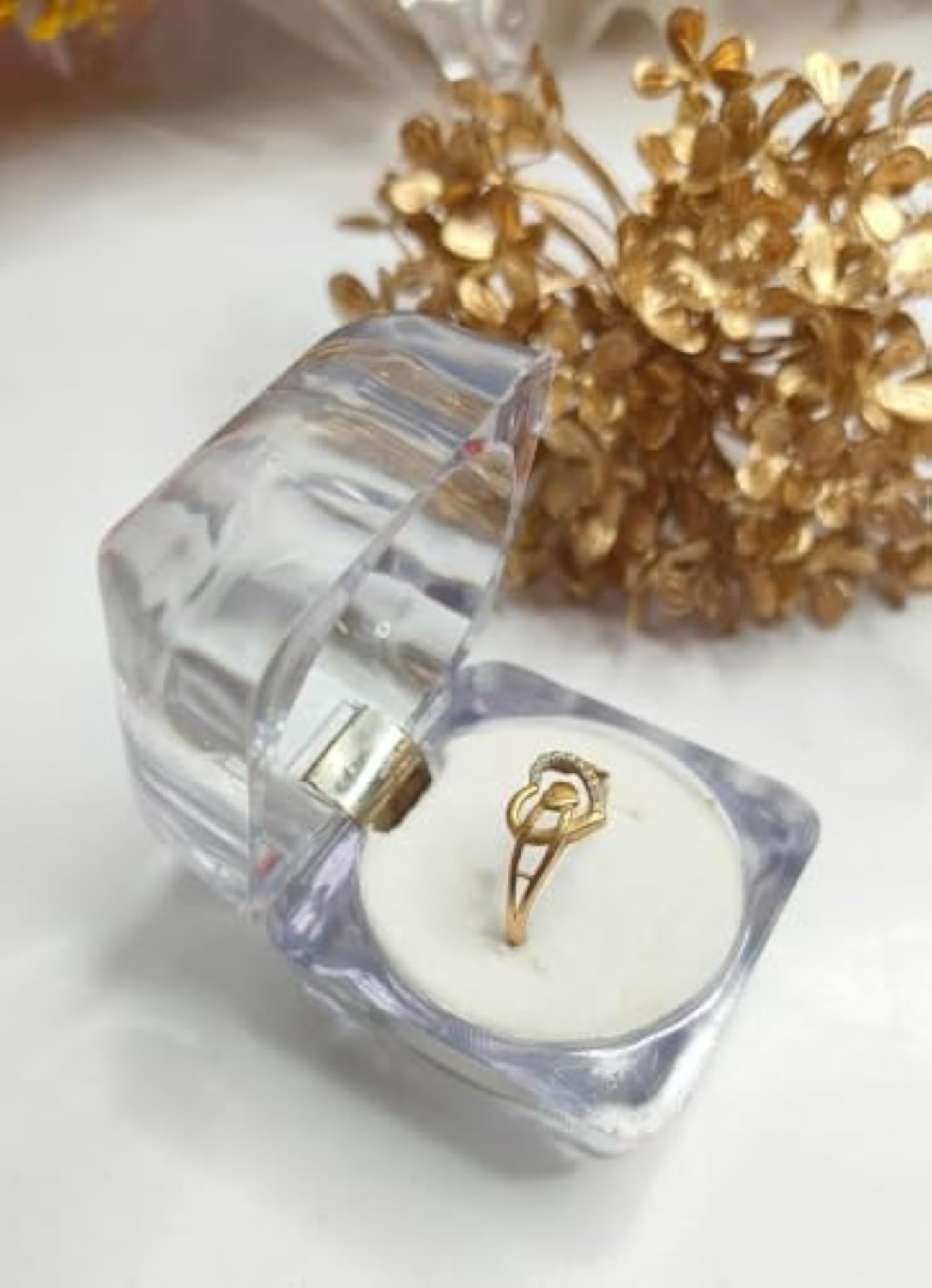 Clear Crystal Ring Gift Boxes Jewelry Storage Box