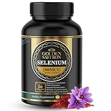 Golden Saffron Selenium (200mcg Selenium & 88.5 mg Saffron Extract) - to Support Overall Health, Non-GMO, Gluten Free, Dairy Free, with Unique and Advanced Formula – Made in USA & Tasteless.