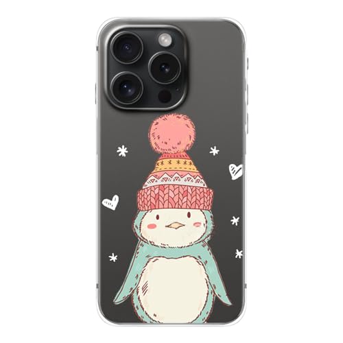 Coque iPhone 15 Pro flocon de neige pingouin, le cadeau mignon idéal - 2