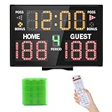LUCKY TIME Electronic Basketball Scoreboard with Buzzer, Battery Powered Digital Scoreboard with Remote,Portable Score Keeper Used for Basketball,Volleyball,Wrestling,Football (11digits-Battery)