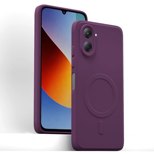 Image of Pikkme Back Cover for Redmi A7 Soft Matte Silicone Mag-Safe Design (Mag-Safe Not Support) Camera Protection | Slim Fit Bumper Cover (Purple)