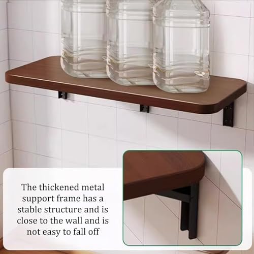 Wall Mounted Folding Desk Table | Space-Saving Laundry & Work Bench | 30x40cm Floating Bar & Dining Station | Stylish Brown Design for Home & Office