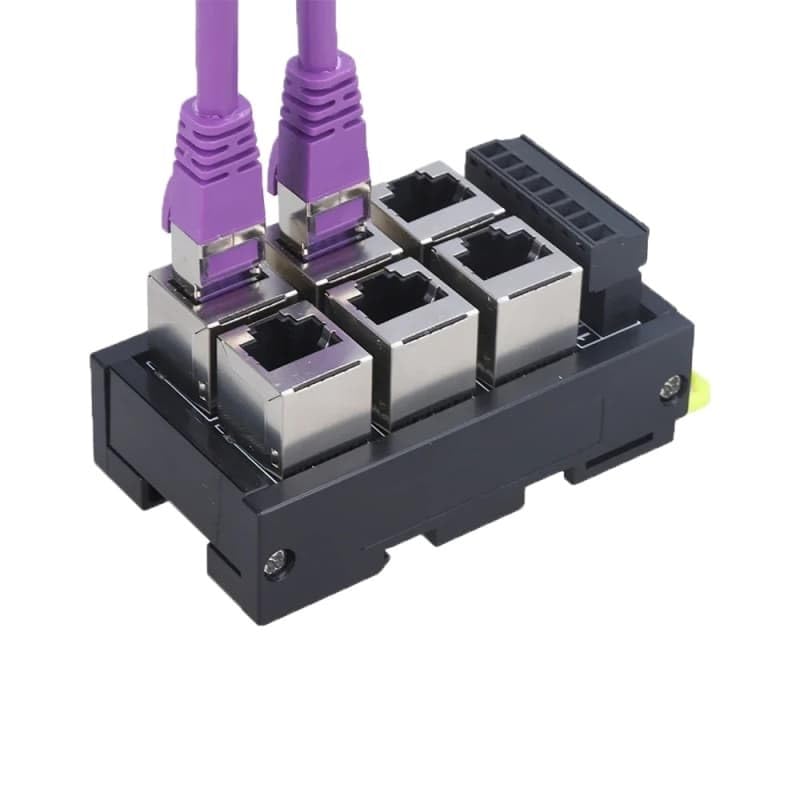 RJ45 Ethernet to 6P Terminal hub Module with 6-Channel pluggable Network Ports