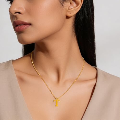 Image of Rubans Demi Fine Stainless Steel Alphabet Pendant CZ Gift for Women & Girls
