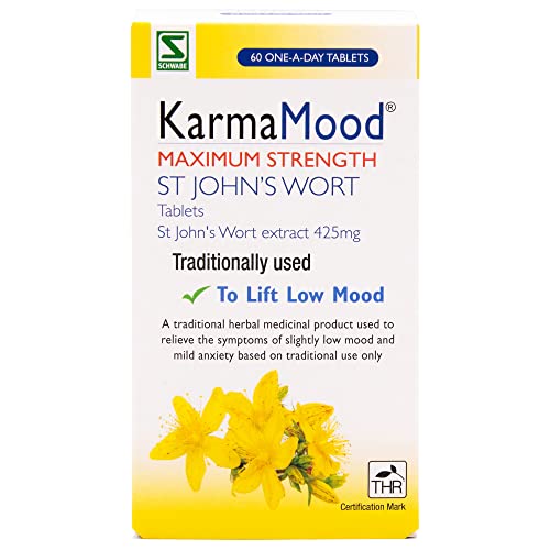 Schwabe KarmaMood Maximum Strength - St Johns Wort Extract 425mg - Traditional Herbal Medicinal Product - 60 Tablets