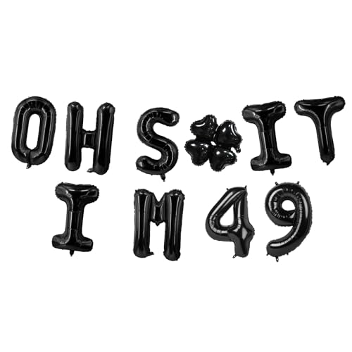 Image of Oh I'm 49! Latex Balloons 16 Inch Black Hallo Forty Nine Cheers to 49 Years Old Theme Decor for Man Woman Happy 49th Birthday Party Photo Studio Prop Flag Decorations Favors Supplies