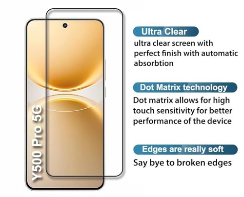 Image of HD Tempered Glass Screen Protector Compatible for Vivo Y500 Pro 5G with Edge to Edge coverage and Easy Installation kit