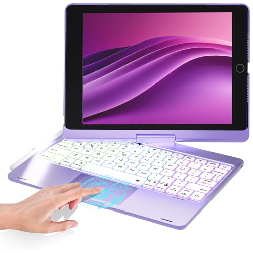 Image of BABG Keyboard Case for iPad 9th Generation, 360 Rotatable Backlit Keyboard with Pencil Holder for 10.2 inch iPad 9th Gen 2021 / 8th Gen 2020 / 7th Gen 2019 and iPad Air 3 / Pro 10.5 inch - Light Purple