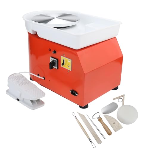 FreeTec Elektrische Töpferscheibe Maschine Satz 25cm 350W Formmaschine DIY Ton Werkzeug mit Fußpedale Keramikformmaschine Tonformwerkzeug