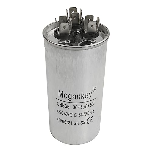 30+5 MFD 30/5 uF 450VAC Condensador de aire acondicionado redondo de arranque dual CBB65 CBB65B Condensadores de aire acondicionado para unidad de CA Ventilador de arranque del motor o bomba de calor