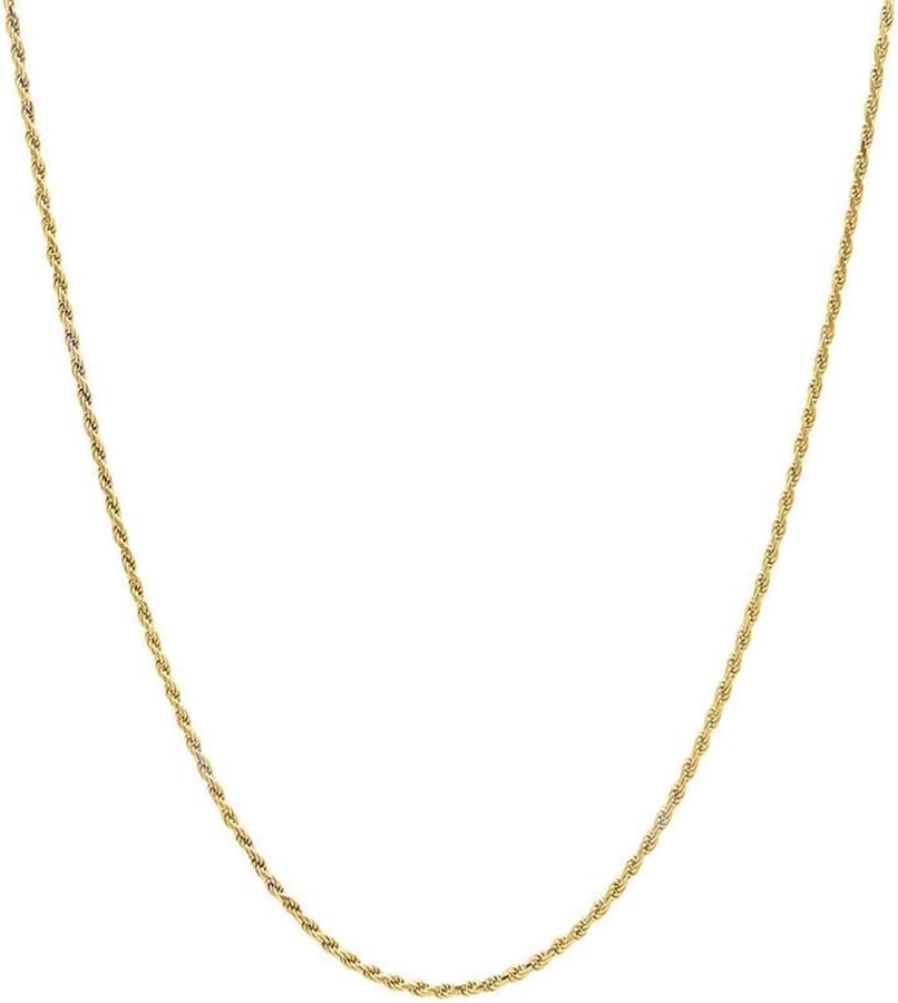 ARGENTO REALE 10K Gold Diamond Cut Rope 1.5MM - 4MM Gold Chain Necklace For Men And Women- 16-30, Lobster Clasp, Twist Braided Jewelry Gadget, Perfect For Pendants, 16-30 Inch