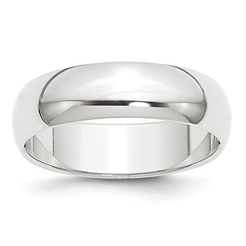 Solid Platinum 6mm Comfort Fit Wedding Band Ring with Half-Round ...