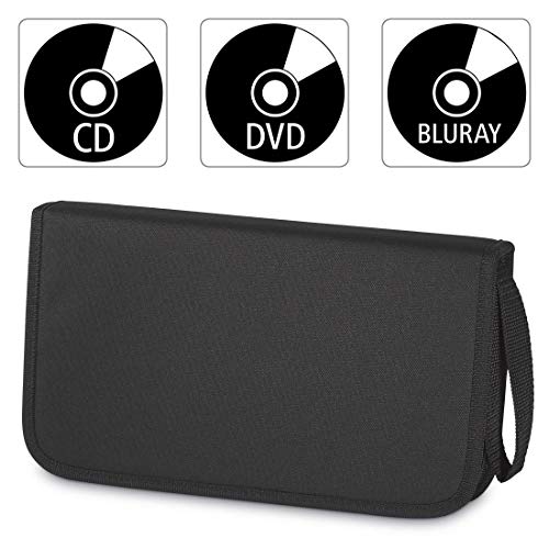 Hama CD Tasche für 64 Discs/CD/DVD/Blu-ray (Mappe zur Aufbewahrung, platzsparend für Auto und Zuhause, Transport-Hüllen) Schwarz