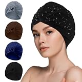 Shyyween 4 Pieces Swim Caps for Women Polyester Turban Strong Non-Slip Hat Elastic Swimming Pool Cap for Long and Short Hair...