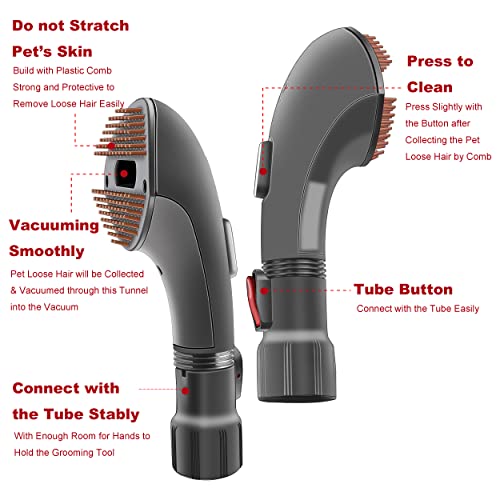 Italdos - Fellbürste für Hunde und Katzen, kompatibel mit Dyson V7 V8 V10 V11 V15 V6, mittlere und kurze Tierhaare mit flexiblem Adapter und Ein-/Aus-Taste