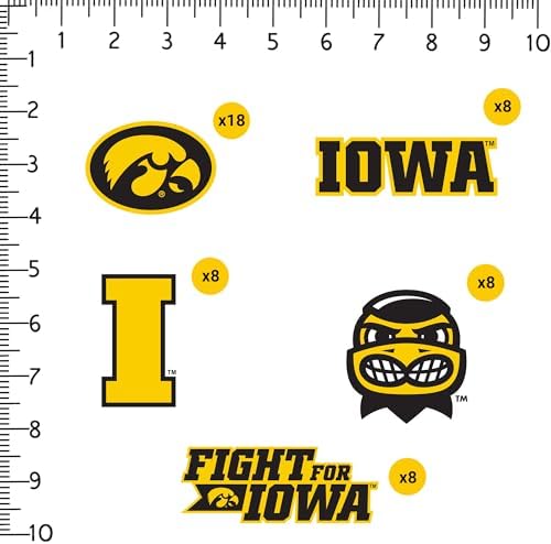 University of Iowa 50ct Vinyl Large Deluxe Stickers Variety Pack - Laptop, Water Bottle, Scrapbooking, Tablet, Skateboard, Indoor/Outdoor