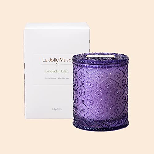 Lavender Candle, Candles Gifts For Women, Lavender Lilac Candle, La Jolie Muse Scented Candle, Aromatherapy Candle, 8 Oz 50 Hours Burn #TOP6