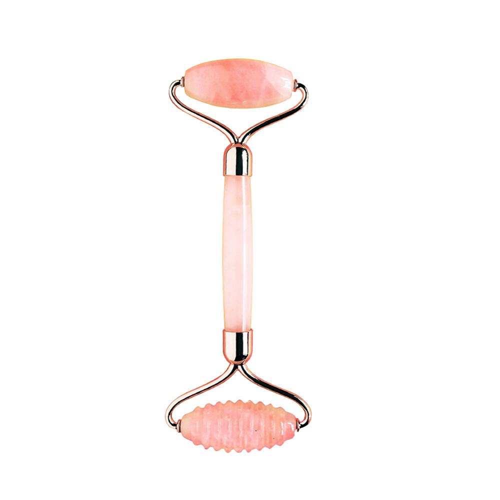 Rodillo de cuarzo rosa con Gua Sha Set para cara natural auténtico masaje de cristal facial piel ojos tonos de cuello firmes Depuffs-Roller