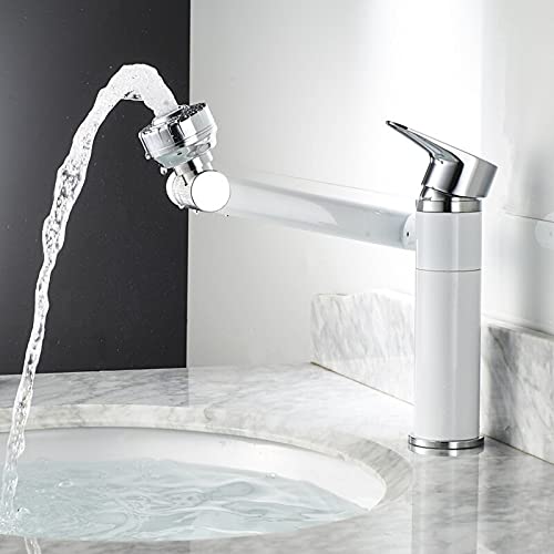 Robinet de lavabo mitigeur eau chaude froide monotrou à bec rotatif pour salle de bain moderne