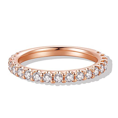 14K Solid Gold Moissanite Rings for Women 14K Gold Ring 2.5mm Eternity Moissanite Wedding Band Wedding Rings for Women